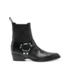 Paris Texas Helena Shiny Vintage Leather Ankle Boots In Black