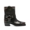 Paris Texas 'roxy' Black Western Style Ankle Boots With Brown Nuances In Black