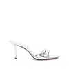 Paris Texas Leather Mules In Silver