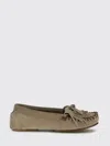 Paris Texas Loafers In Stone Calf Suede Leather In Brown