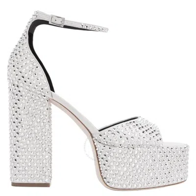 Paris Texas Holly Tatiana Crystal Platform Sandals In Silver Tone
