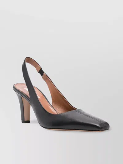 Paris Texas Slingback 75 Leather Block Heel In Black