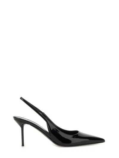Paris Texas Lidia Slingback 70 Pumps In Black Patent Leather In Animal Print