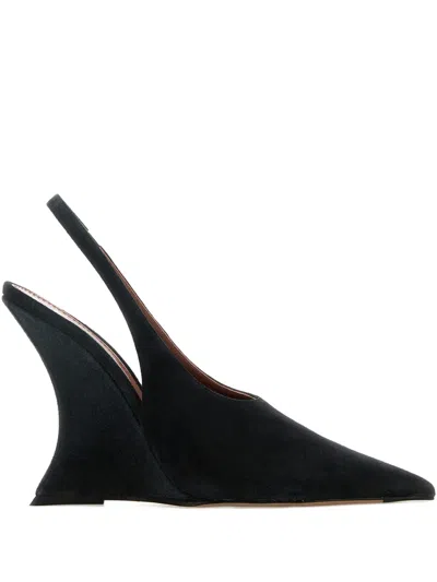 Paris Texas Slingback Wedge Heel Pumps In Offblack