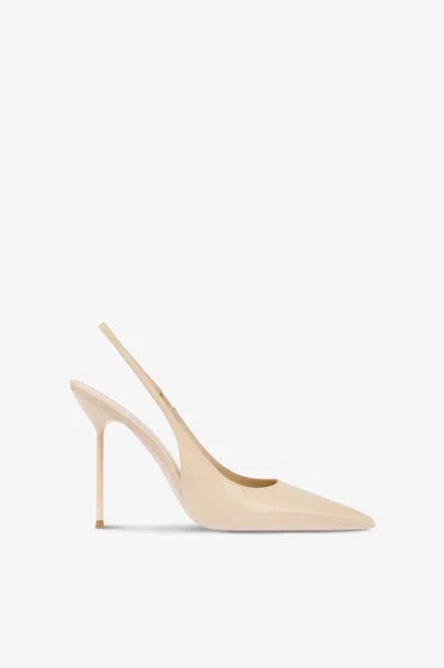 Paris Texas Slingbacks In Almond Patent Leather