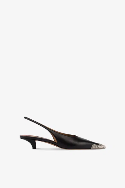Paris Texas Slingbacks In Black Leather