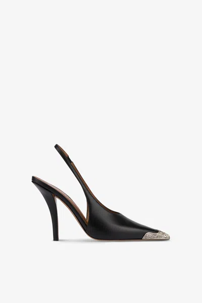 Paris Texas Slingbacks In Black Leather
