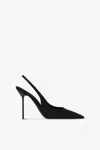 Paris Texas Slingbacks In Black Satin. In Black
