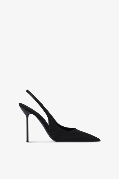 Paris Texas Slingbacks In Black Satin.