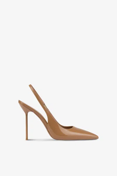 Paris Texas Slingbacks In Caramel Patent Leather In Brown
