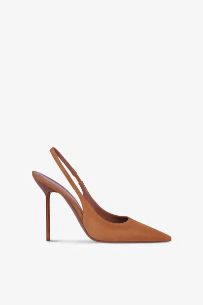 Paris Texas Slingbacks In Cognac Suede Leather