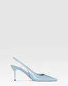 Paris Texas Slingbacks In Denim-colored Patent Leather In Blue