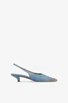 Paris Texas Slingbacks In Denim Suede Leather In Denim