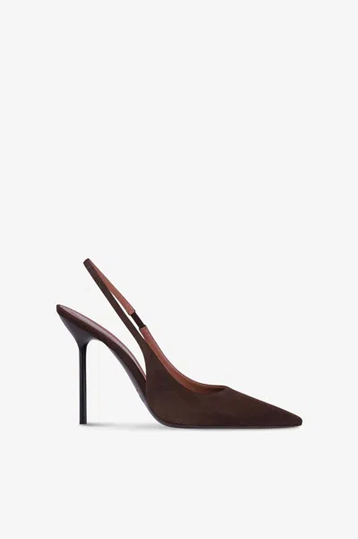 PARIS TEXAS SLINGBACKS IN EBONY SUEDE LEATHER