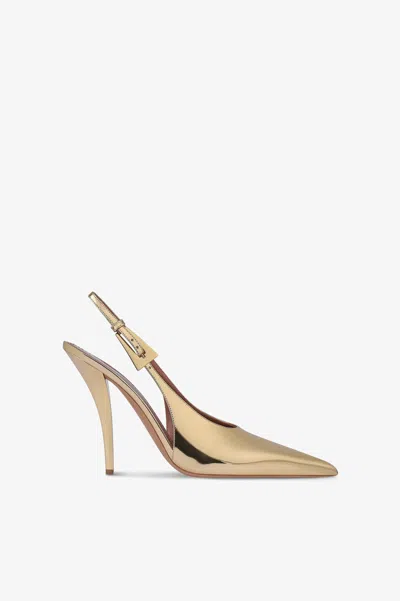 Paris Texas Slingbacks In Gold Mirror-effect Leather