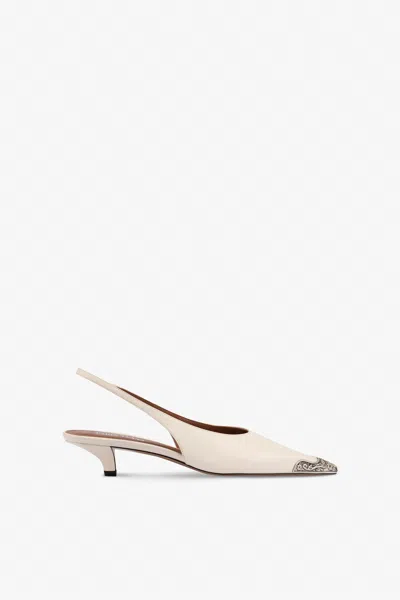 Paris Texas Slingbacks In Milk White Leather