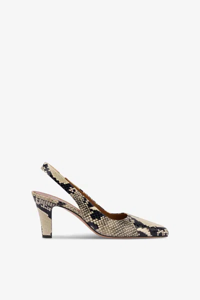 Paris Texas Slingbacks In Natural Python-print Leather In Multi