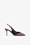Paris Texas Slingbacks In Rouge Noir Mesh And Patent Leather