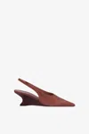 Paris Texas Slingbacks In Rouge Noir Suede Leather With Lizard Print Leather Heel