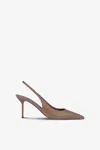 Paris Texas Slingbacks In Taupe Patent Leather