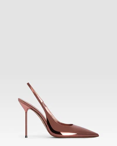 Paris Texas Slingbacks In Texas Rose, Mirror-effect Leather In Pink