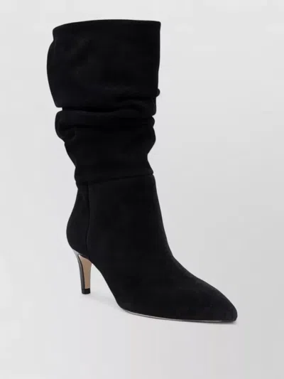 Paris Texas Slouch Boot Pointed Toe Kitten Heel In Black