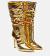Paris Texas Slouchy Metallic Leather Boots In Gold