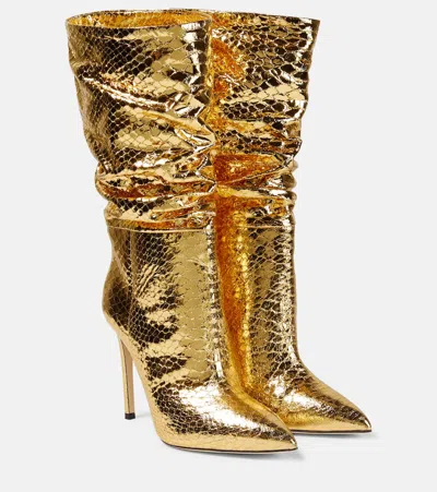 Paris Texas Slouchy Metallic Leather Boots In Gold