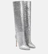 Paris Texas Snake-effect Leather Knee-high Boots In Silver