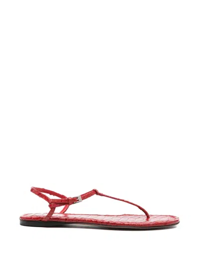 Paris Texas Snake-embossed Leather Sandals In Red