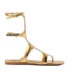 Paris Texas 5mm Uma Python Print Metallic Flats In Nude