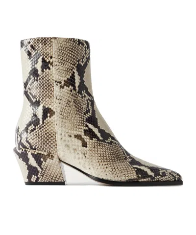 Paris Texas Snakeeffect Squaretoe Blockheel Ankle Boots In Animal Print