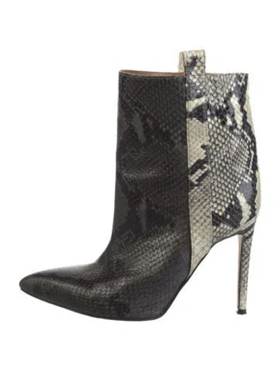 Pre-owned Paris Texas Snakeskin Animal Print Boots In Black