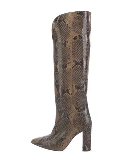 Pre-owned Paris Texas Snakeskin Animal Print Boots In Black/brown