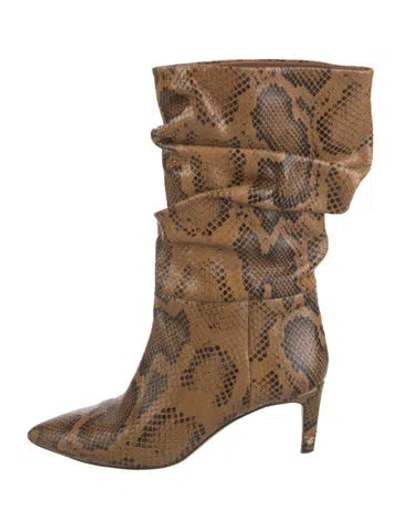 Pre-owned Paris Texas Snakeskin Animal Print Boots In Brown