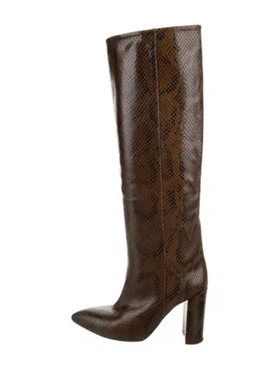 Pre-owned Paris Texas Snakeskin Animal Print Boots In Brown