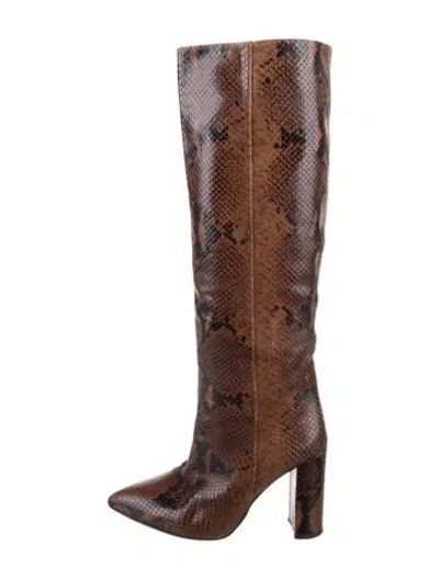 Pre-owned Paris Texas Snakeskin Animal Print Boots In Brown