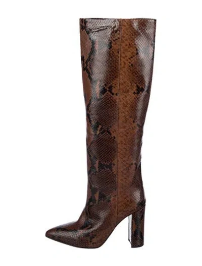 Pre-owned Paris Texas Snakeskin Animal Print Boots In Brown