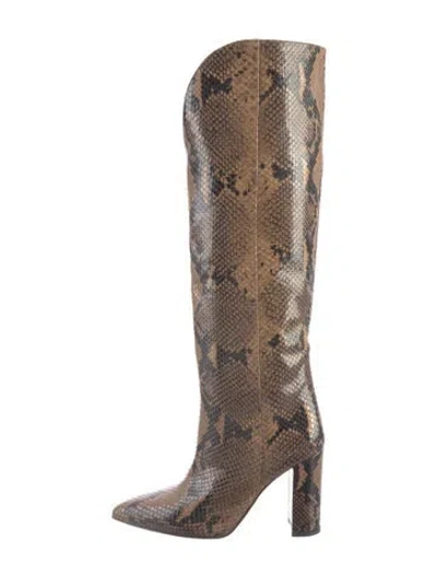 Pre-owned Paris Texas Snakeskin Animal Print Boots In Brown