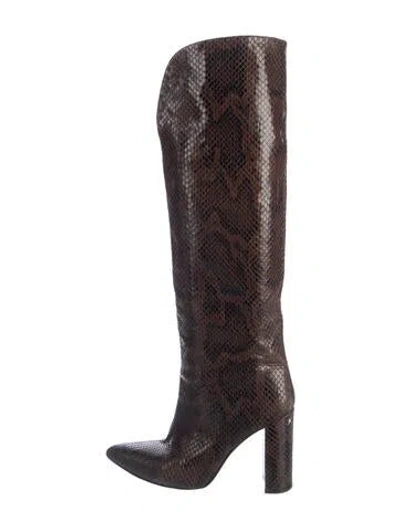Pre-owned Paris Texas Snakeskin Animal Print Boots In Brown