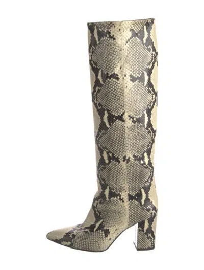 Pre-owned Paris Texas Snakeskin Animal Print Boots In Neutral