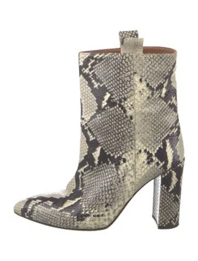Pre-owned Paris Texas Snakeskin Animal Print Boots In Neutral