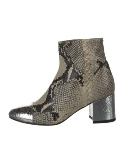 Pre-owned Paris Texas Snakeskin Animal Print Boots In Neutrals