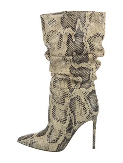 Pre-owned Paris Texas Snakeskin Animal Print Boots In Neutrals