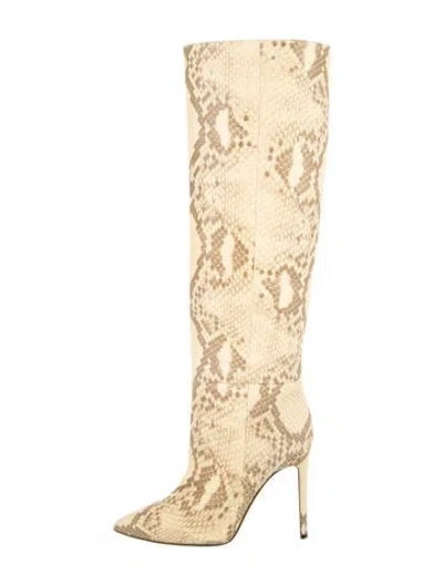 Pre-owned Paris Texas Snakeskin Animal Print Boots In Yellow