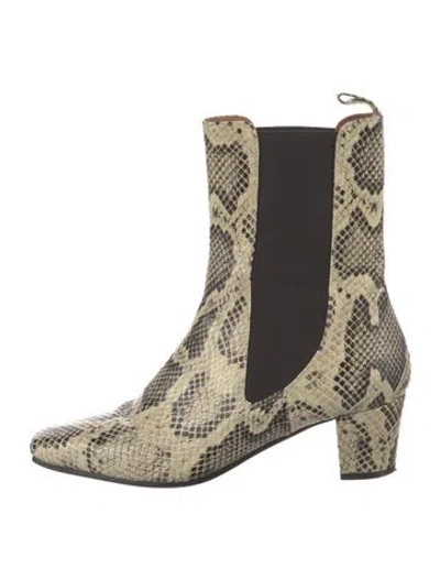 Pre-owned Paris Texas Snakeskin Animal Print Chelsea Boots In Black