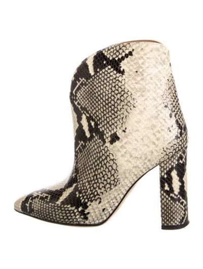Pre-owned Paris Texas Snakeskin Animal Print Lace-up Boots In Gray