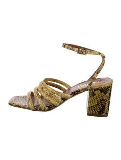 Pre-owned Paris Texas Snakeskin Animal Print Sandals In Yellow