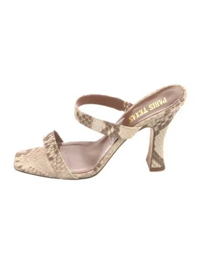 Pre-owned Paris Texas Snakeskin Animal Print Slides In Neutral