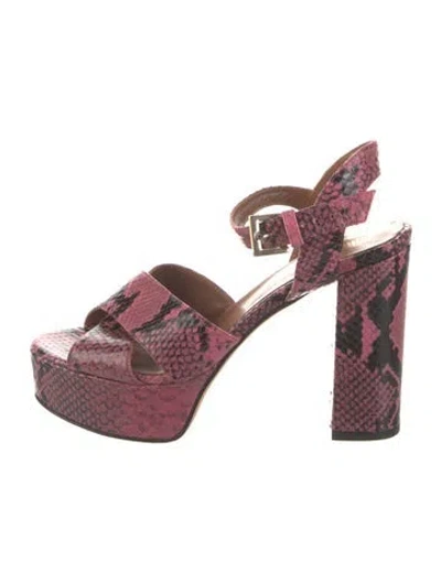 Pre-owned Paris Texas Snakeskin Animal Print Slingback Sandals In Pink